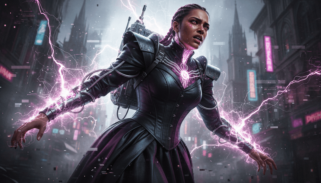 Animación dinámica de un coche futurista corriendo por un paisaje digital sincronizado con el ritmo de la canción