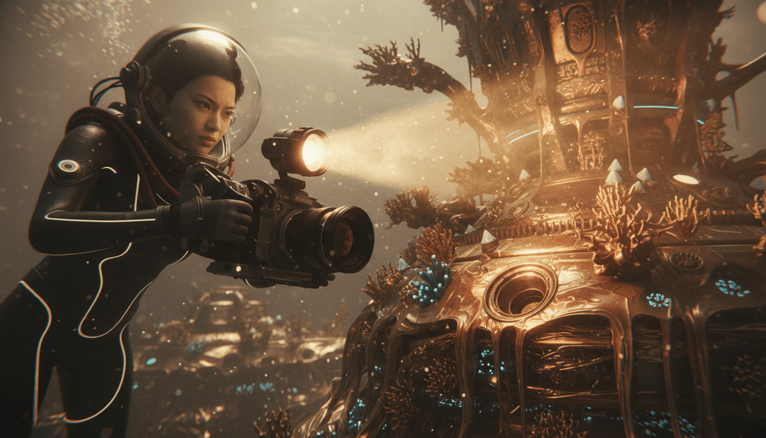 हिप हॉप की ताल और AI रचनात्मकता के मेल को दर्शाता अमूर्त डिजिटल कला