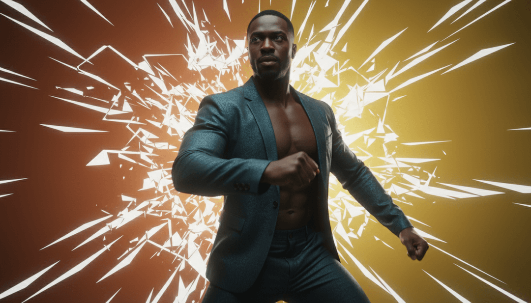 Dynamische Szene mit KI-generierten Visualisierungen magischer Elemente und intimer Momente, inspiriert vom Song 'YOU'