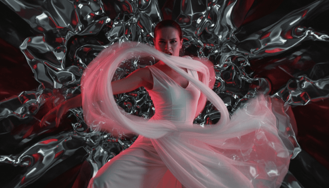 Abstrakte Darstellung rhythmischer Wellen, die die Fusion von Reggaeton-, Afrobeat- und Hip-Hop-Beats symbolisieren.