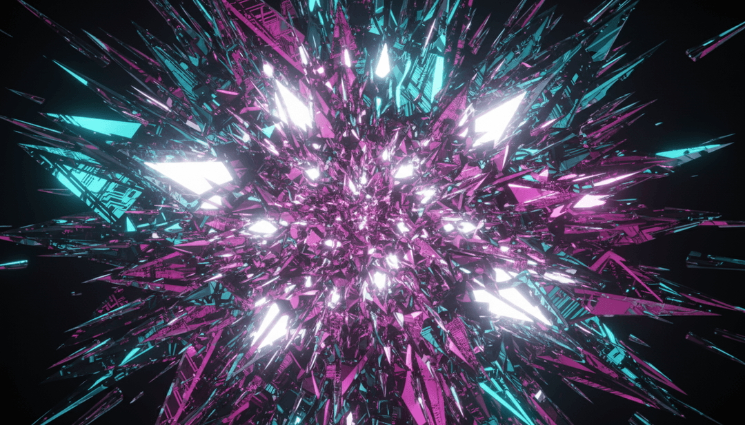 Visualización abstracta que representa el espíritu enérgico y juguetón de la canción Carolina de Cyril Kamer y Juhn