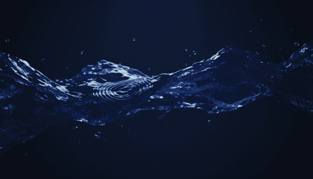 Representação abstrata de ondas emocionais simbolizando tristeza, alegria e gratidão