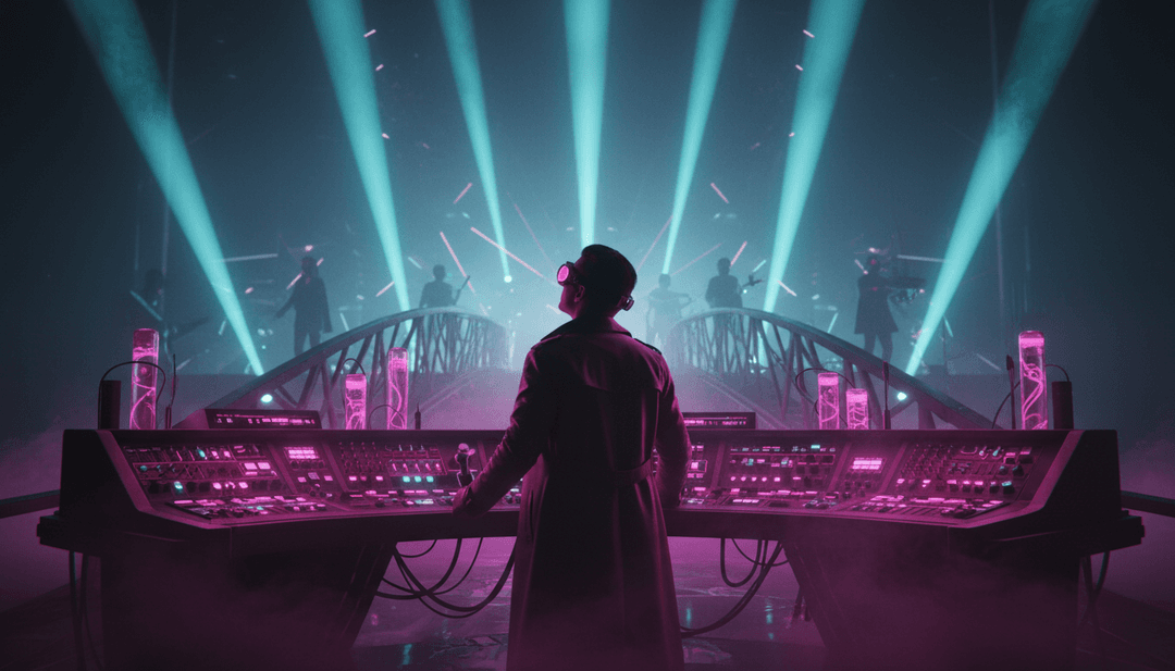 Cenas dinâmicas refletindo o ritmo e os temas líricos da música geradas por IA