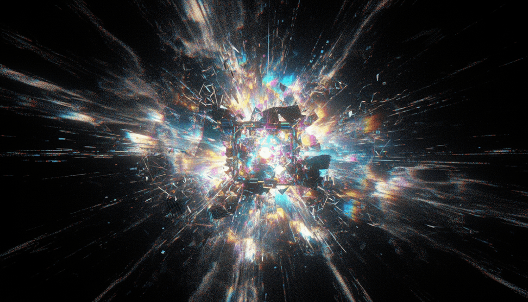 Visuais coloridos e dinâmicos representando batidas eletrônicas e narrativa lírica