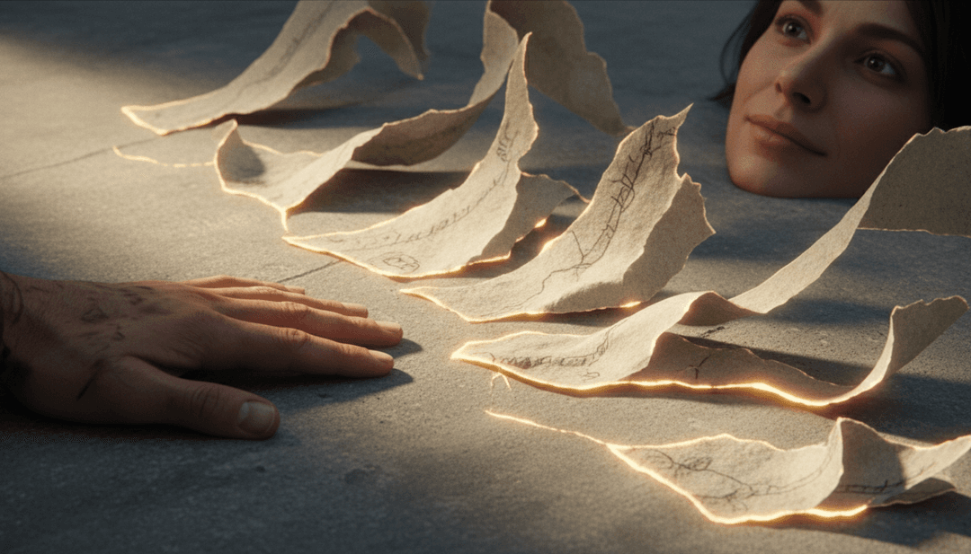 街道上自行車相遇與成長樹木的視覺場景，象徵歌曲主題