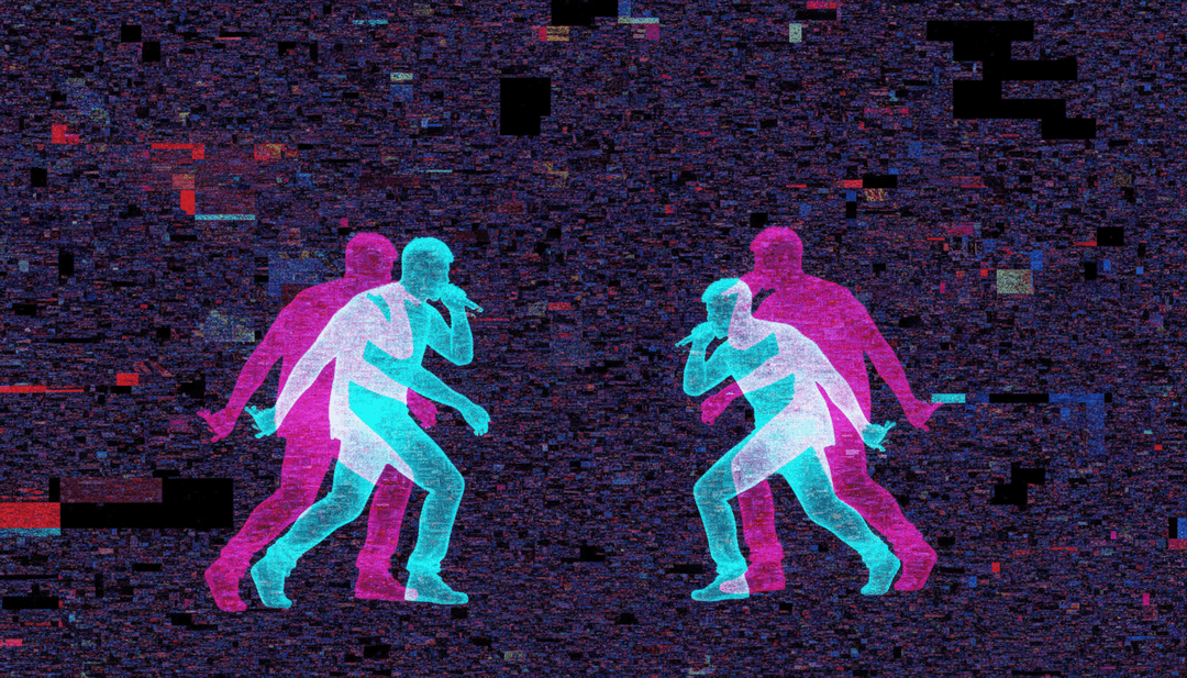 इलेक्ट्रॉनिक डांस म्यूजिक बीट्स के साथ सिंक में रंगीन एनिमेटेड हॉर्न दृश्य