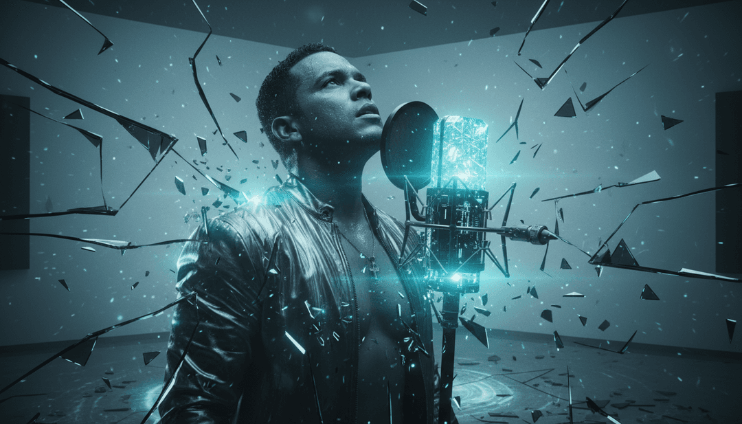 AI che interpreta battiti reggaeton energici con forme d'onda digitali vivaci