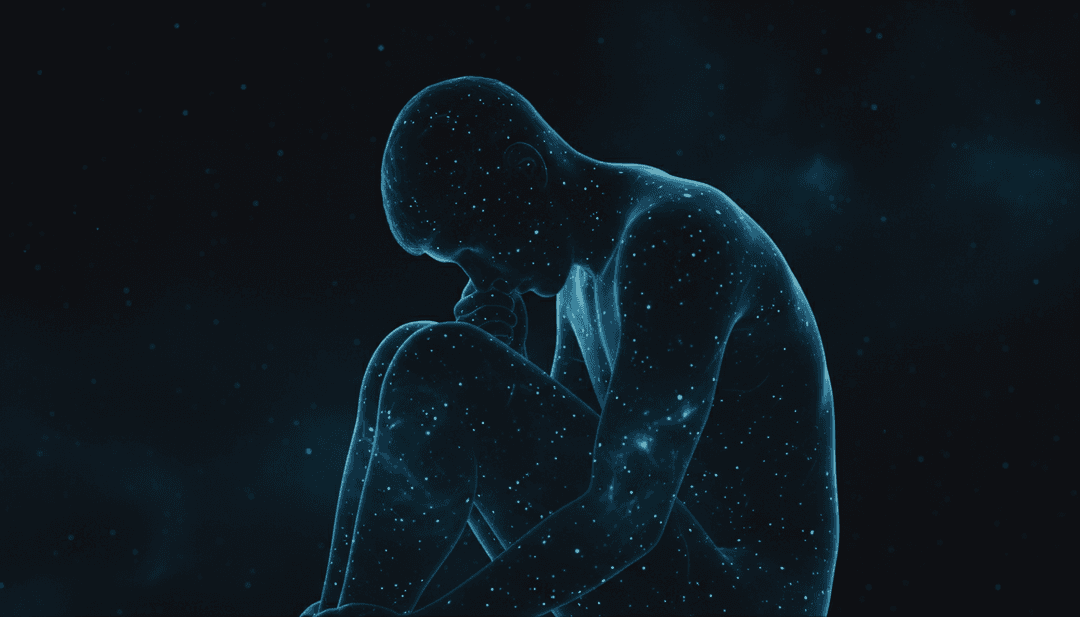 Visual abstrato da IA analisando ondas musicais e letras de Candycrush