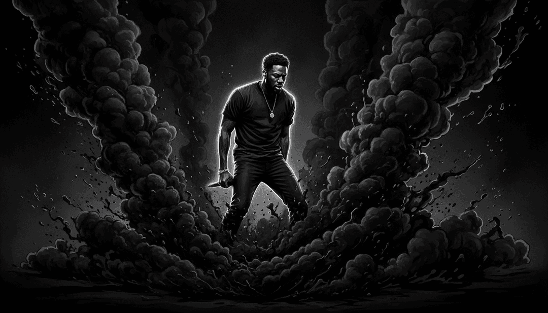 Rappresentazione visiva astratta di musica jazz soul con colori caldi e forme fluide