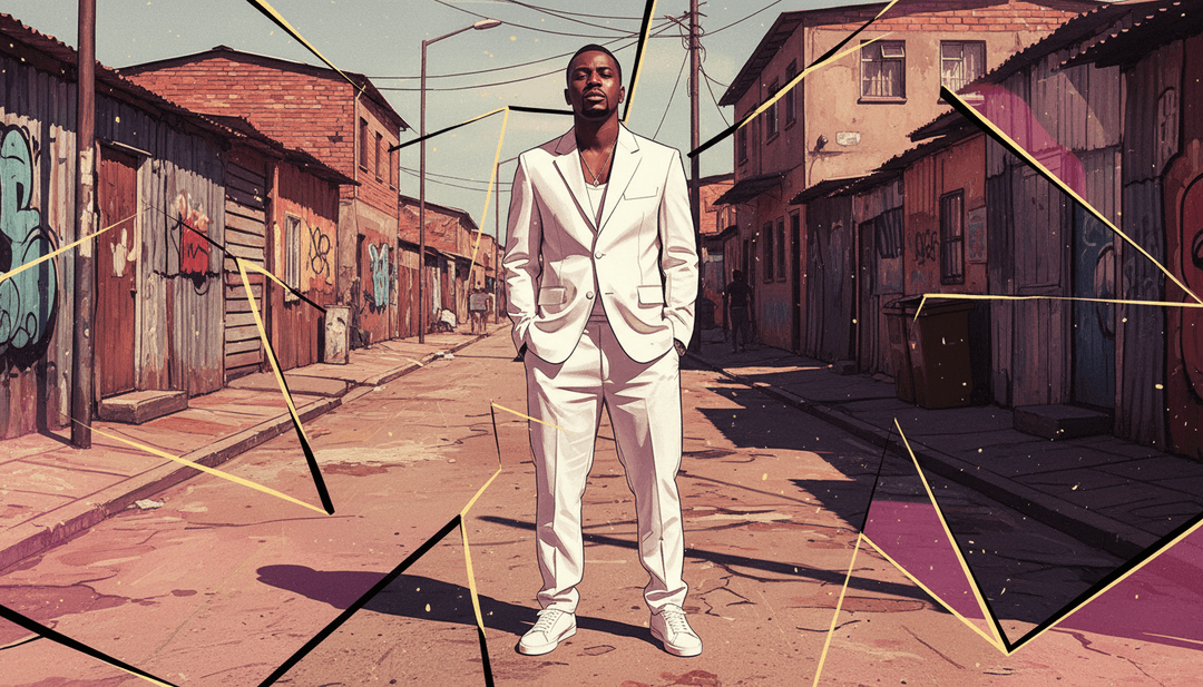 'Aweh [Remix]'의 에너지 넘치고 진심 어린 분위기를 생생한 색감과 리드미컬한 움직임으로 시각화한 AI