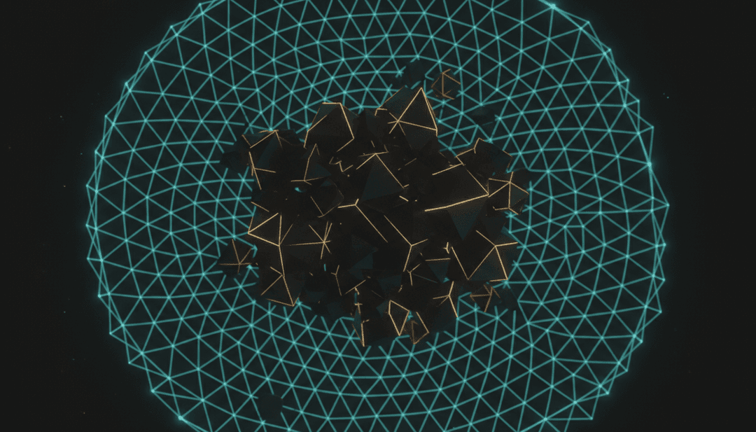 象徵 AI 分析音樂波形與歌詞的抽象數位藝術