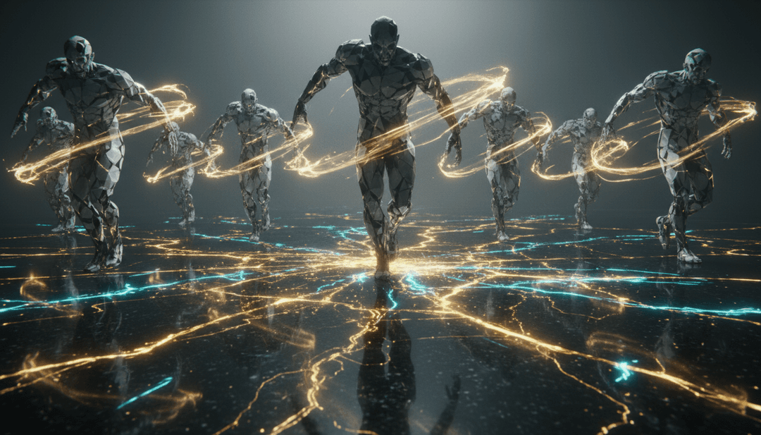 Arte digitale astratta che rappresenta la fusione dei ritmi Afrobeats, Dancehall e Hip Hop.