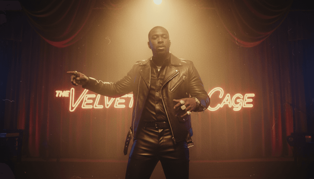 Scènes dynamiques alternant entre moments intimes en studio et paysages urbains vibrants inspirés par les paroles de la chanson