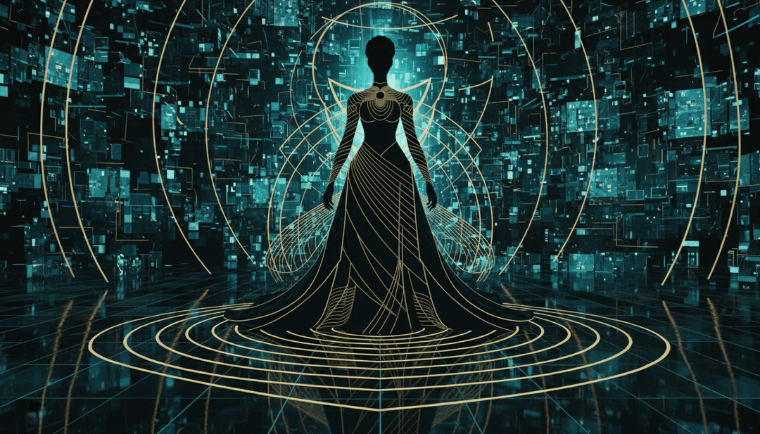 Representação abstrata de ondas musicais soul misturadas com letras emocionantes.