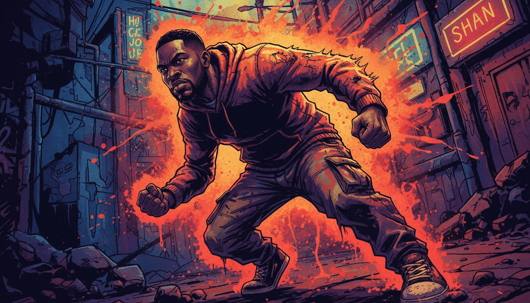 रात में गैस स्टेशन का सारगर्भित दृश्य जिसमें गीत की भावनात्मक लहरें नीयन लाइट्स में परिलक्षित होती हैं