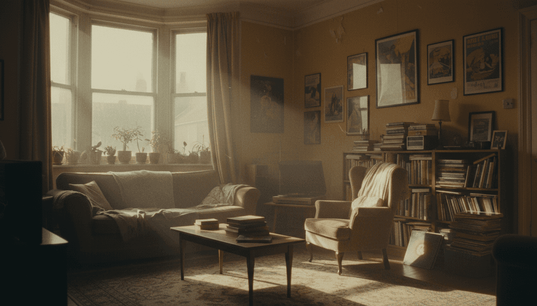 歌詞に触発された黄金の夕焼けと親密なキッチンの瞬間をAIが視覚化