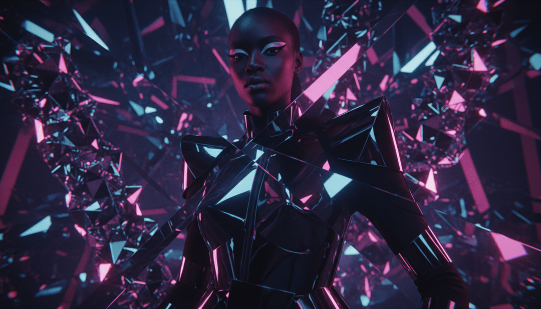 Szene mit einer stylischen Figur auf der Bühne, kombiniert mit Bars des Nachtlebens, inspiriert von den Songtexten