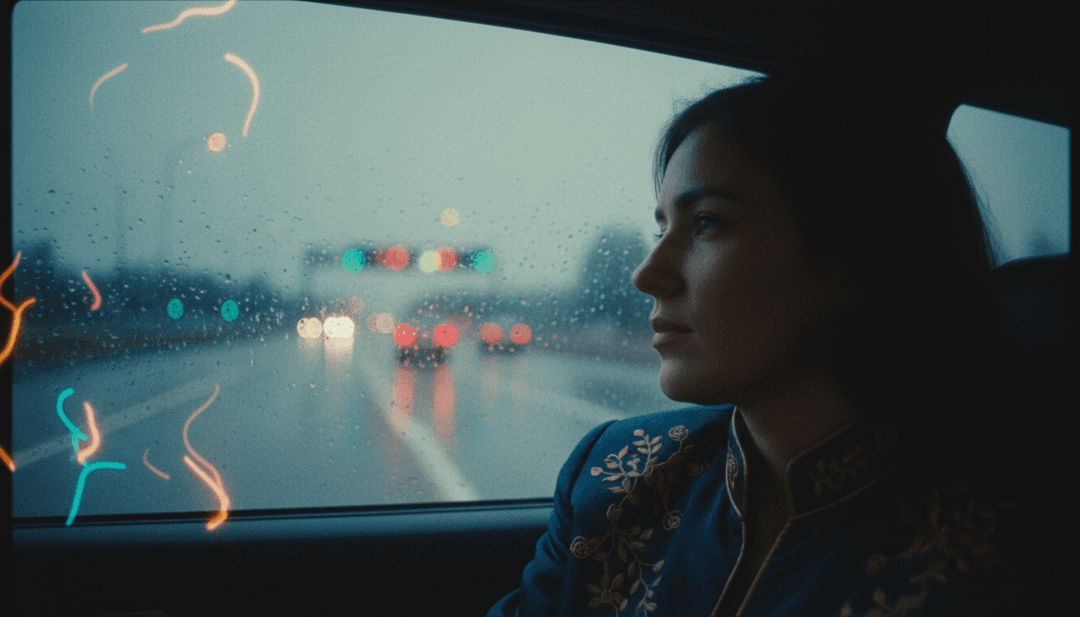 Abstrakte Visualisierung von souligen Melodien und tiefgründigen Texten, die in lebendige Farben verschmelzen.