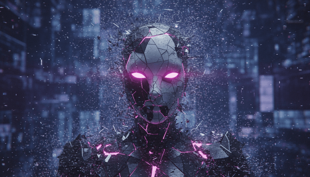 음악과 AI 창의성의 융합을 상징하는 추상 디지털 아트.