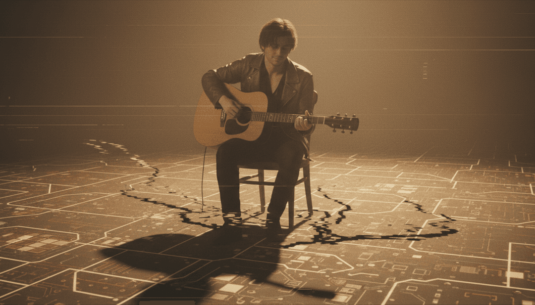 Visualização abstrata de ondas emocionais representando o clima de 'Survive' de Lewis Capaldi