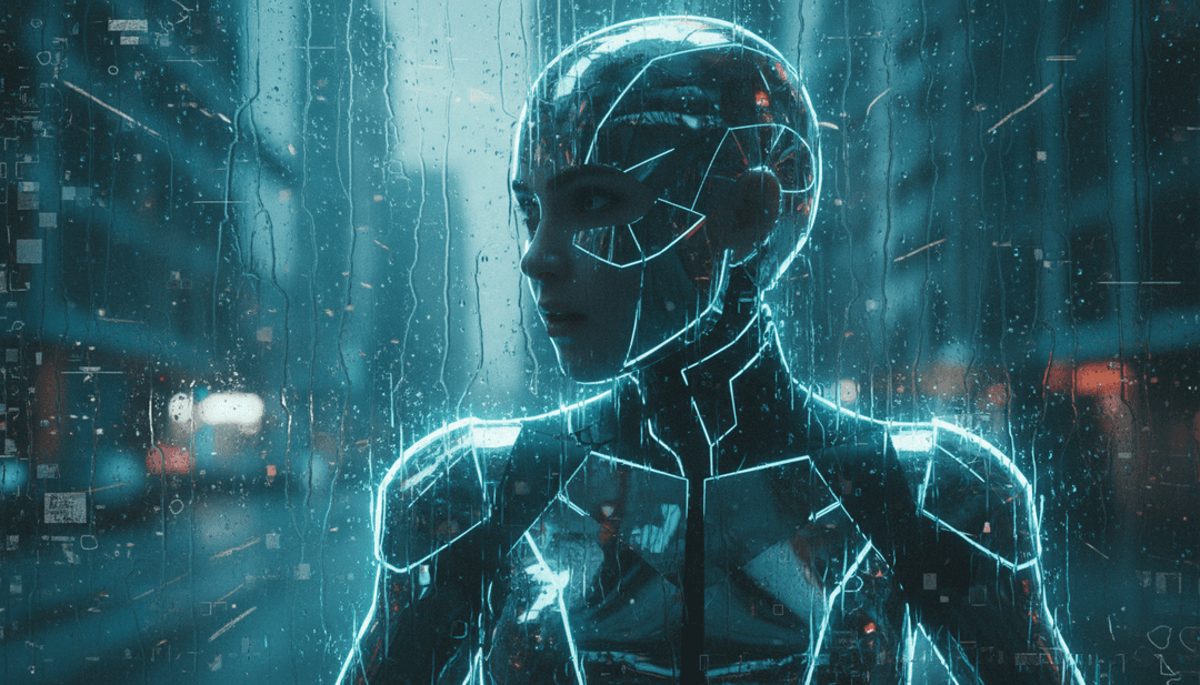 इलेक्ट्रॉनिक और डांस संगीत तत्वों के संयोजन का सार दर्शाता हुआ अमूर्त डिजिटल दृश्यांकन