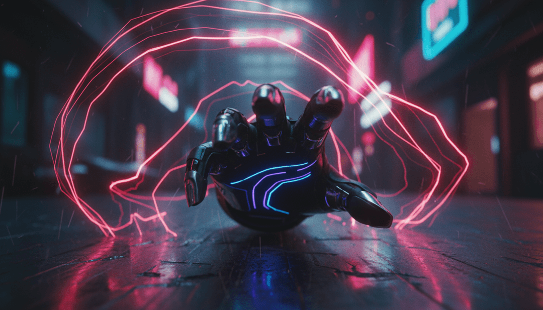 रात के शहर के दृश्य और संगीत की ताल के साथ तालमेल बिठाते गतिशील प्रकाश ट्रेल्स को दर्शाते जीवंत दृश्य