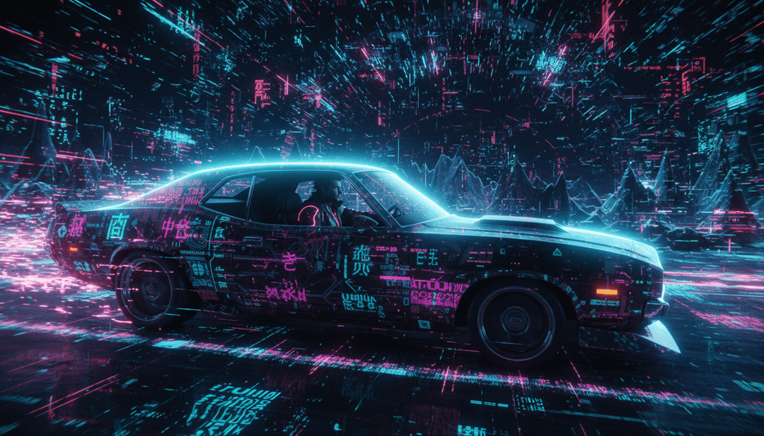 'Sink or Swim'의 분위기를 상징하는 음악 파동의 추상적 시각화