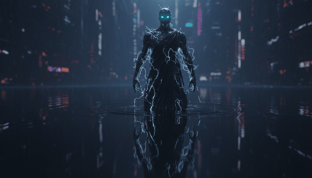 Hip Hop और Trap संगीत की ऊर्जा के मिश्रण को दर्शाने वाली अमूर्त डिजिटल कला