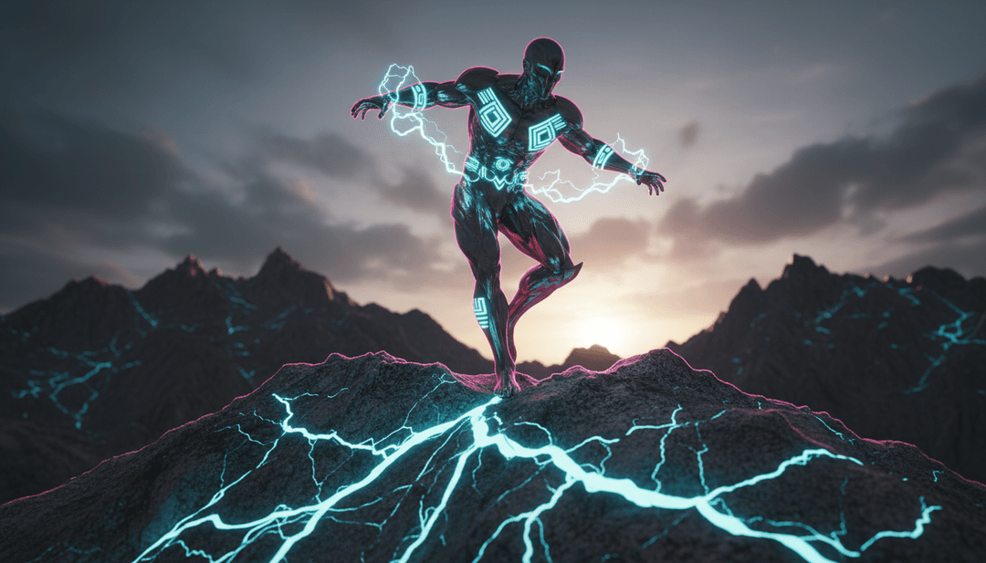 रात के जीवन और इलेक्ट्रॉनिक संगीत की ऊर्जा का प्रतीकात्मक अमूर्त डिजिटल कला