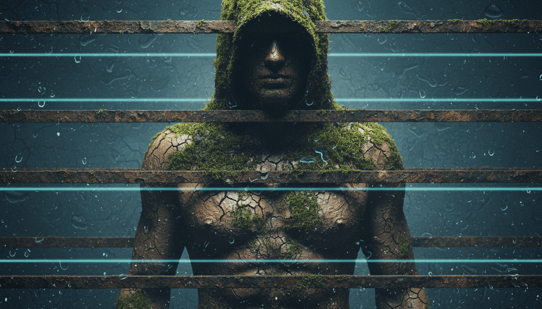 WAAX के 'HANDS' गाने की विद्रोही और कच्ची ऊर्जा का प्रतिनिधित्व करता हुआ सार डिजिटल कला।