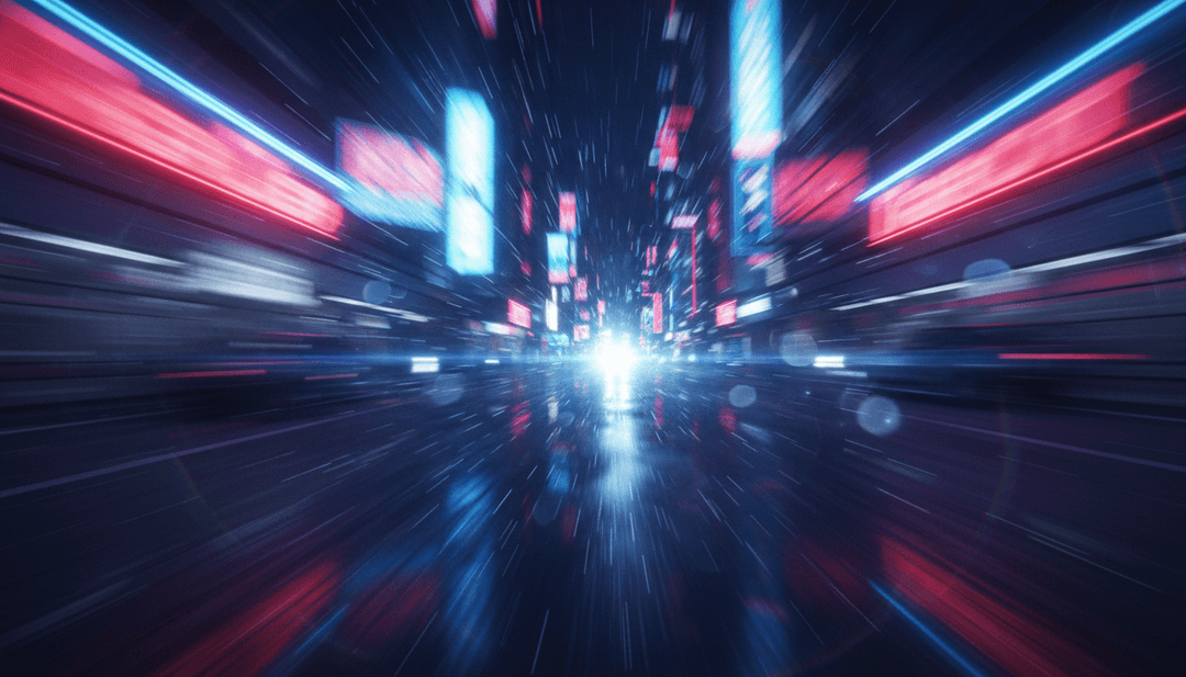 夜晚發光城市的動態視覺，節奏光影閃爍與音樂同步