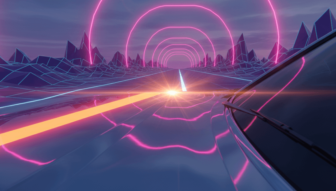 展示歌曲旋律合成线条和节奏鼓点的动态场景