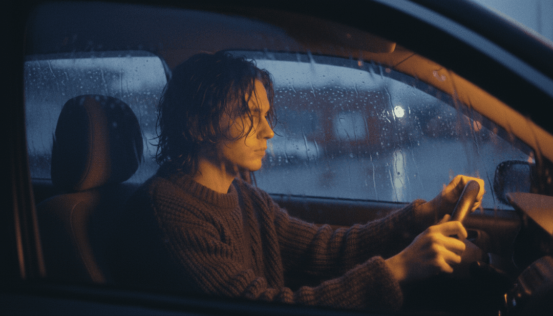 Olivia Rodrigo के Drivers License गीत की भावनात्मक गहराई का सार दर्शाने वाला अमूर्त दृश्य