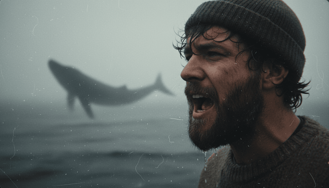 파도와 싸우는 배와 갑판에서 노래하는 선원들의 애니메이션 장면