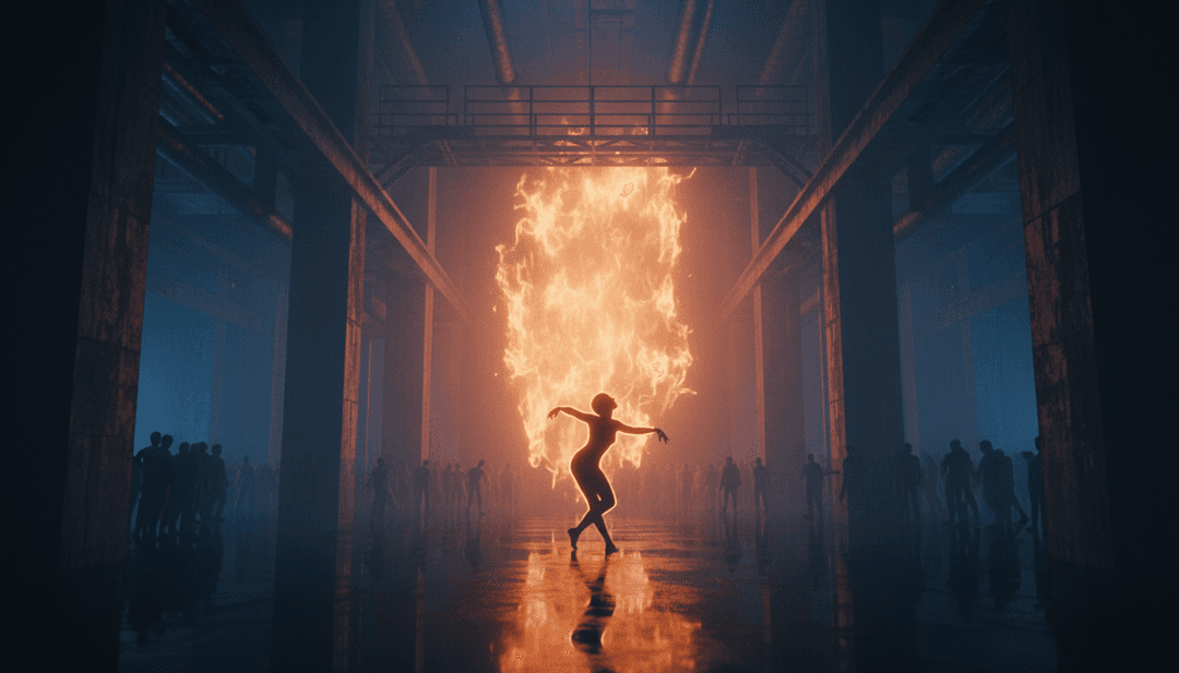 LiSA के गीत '炎' के जुनून और ऊर्जा का प्रतिनिधित्व करते हुए सारगर्भित आग की लपटें।