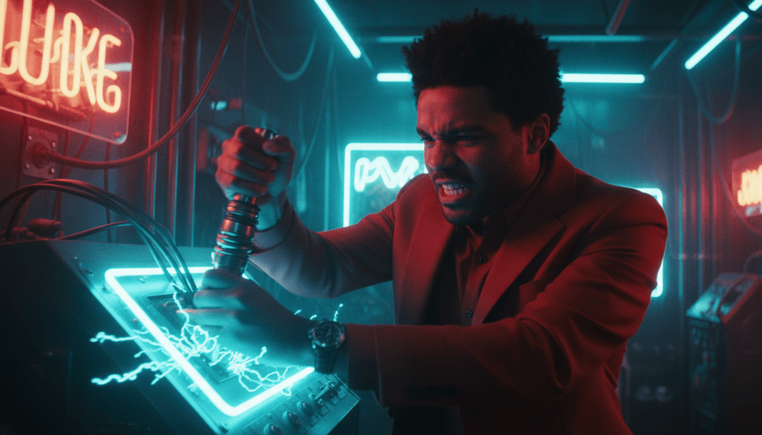 संगीत के साथ तालमेल में नाचते सिल्हूट और चमकती आंसुओं की गतिशील झलकियां