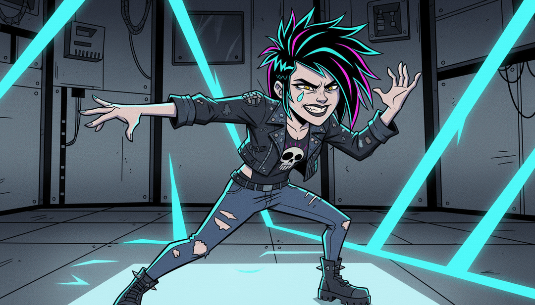 场景展示动画化的都市景观和反映歌曲能量的鲜艳色彩变化