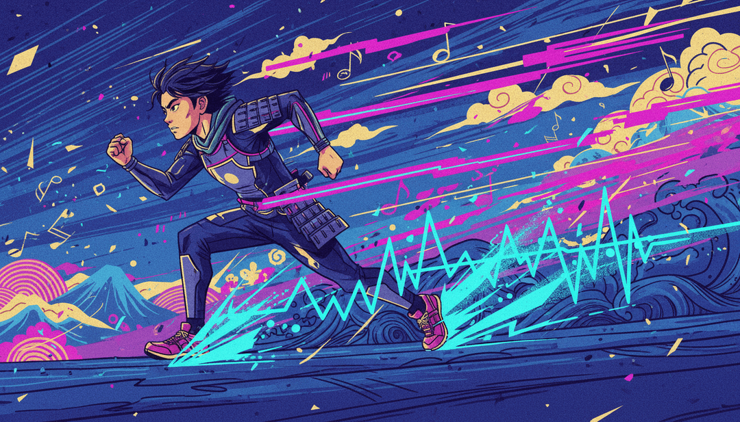 YOASOBI के 夜に駆ける की भावनात्मक गहराई और लय को दर्शाने वाला सारगर्भित दृश्य