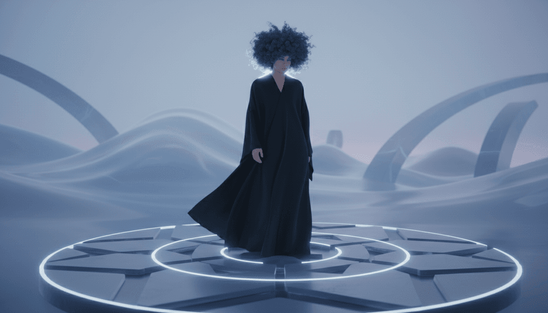 AI che visualizza la profondità emotiva di una ballata V-Pop attraverso arte astratta