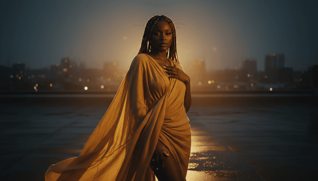 Dynamische Szenen des urbanen Nachtlebens, die mit Naturelementen verschmelzen und die Stimmung des Songs widerspiegeln