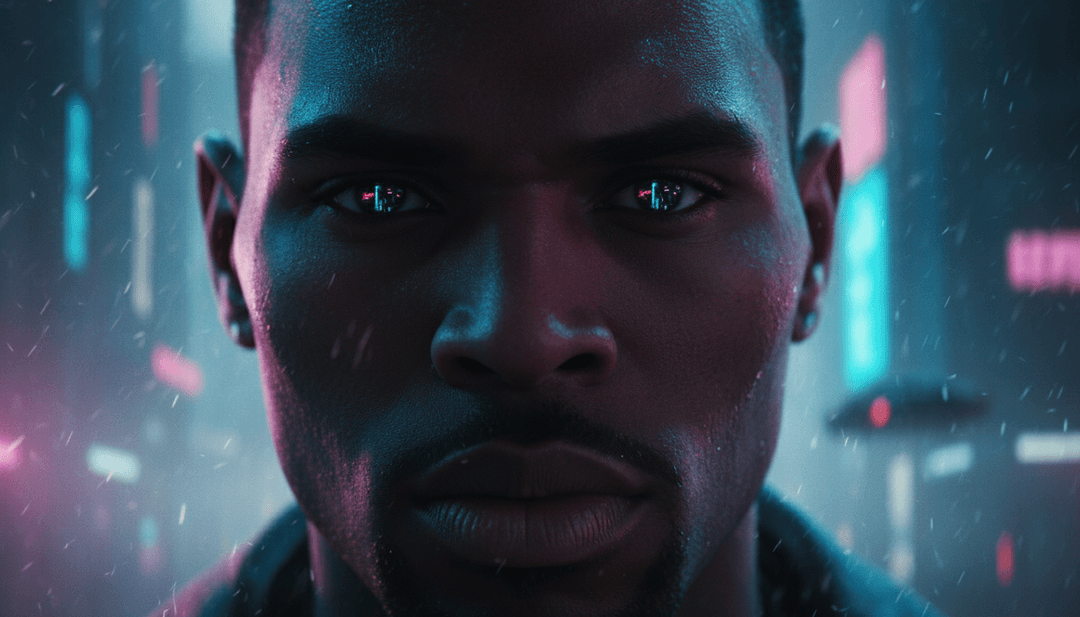 Visualização abstrata da IA analisando ondas musicais de R&B e Hip Hop para criação de vídeo