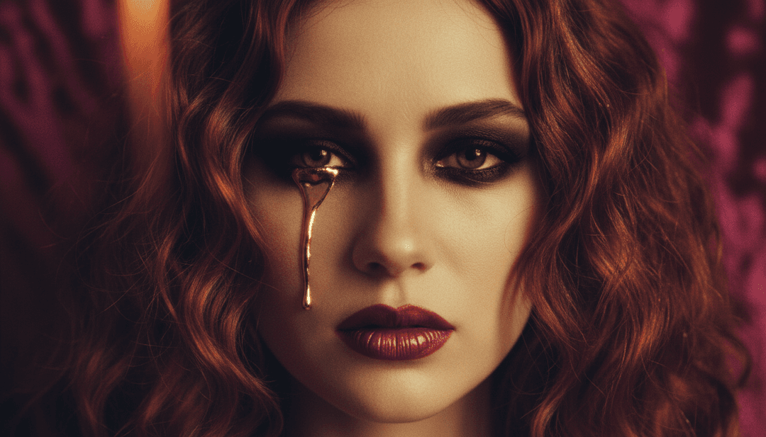 Scena generata da AI di lacrime fluide e delicati effetti di luce che rispecchiano l'atmosfera della canzone