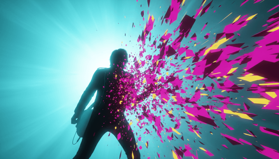 灵感源自 Taylor Swift 的 'Actually Romantic' 中吉他拨弦和声乐和声的视觉场景