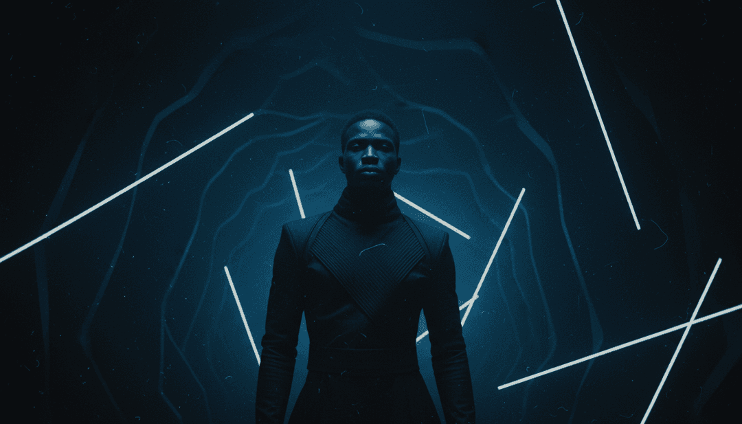 Abstrakte blaue Flammen, die die emotionale Intensität des Songs symbolisieren