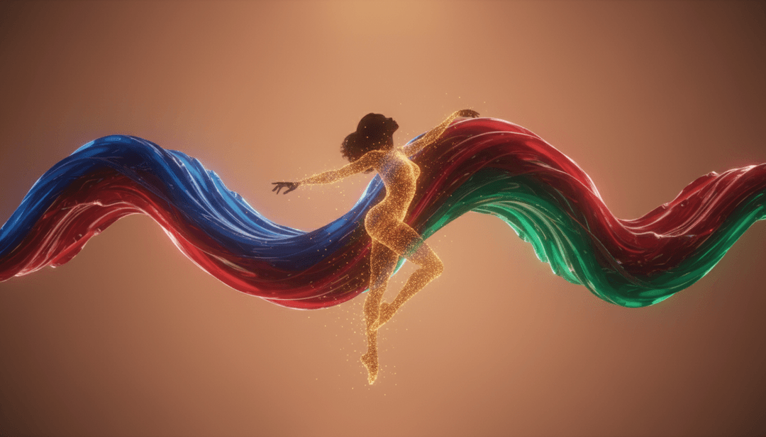 Représentation visuelle abstraite d'ondes musicales pleines d'âme mêlées à des couleurs chaudes