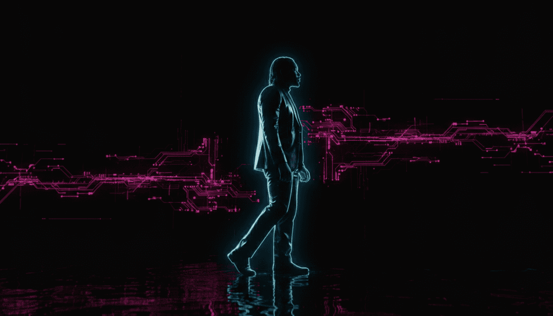 'wgft'のリズミカルなビートと歌詞の物語を示すAI生成動画のダイナミックなシーン