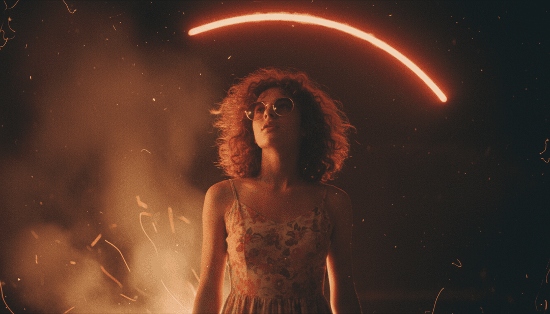 動態視覺呈現夜空中綻放的煙火，搭配沙灘與篝火，靈感來自歌曲歌詞。