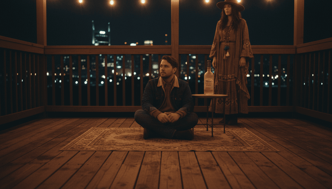 चाँदनी के नीचे ट्रक बेड के गतिशील दृश्य और टिमटिमाते सिगरेट जो सिनेमाई प्रभाव पैदा करते हैं