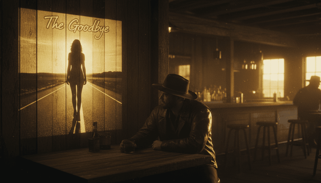 Szene mit einer schummrigen Eckbar und einem rasenden Mitternachtszug auf einer Ausweichstrecke