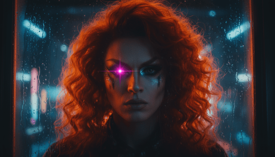 Visualização abstrata de cabelo verde e ambiente de metrô inspirada na letra da música